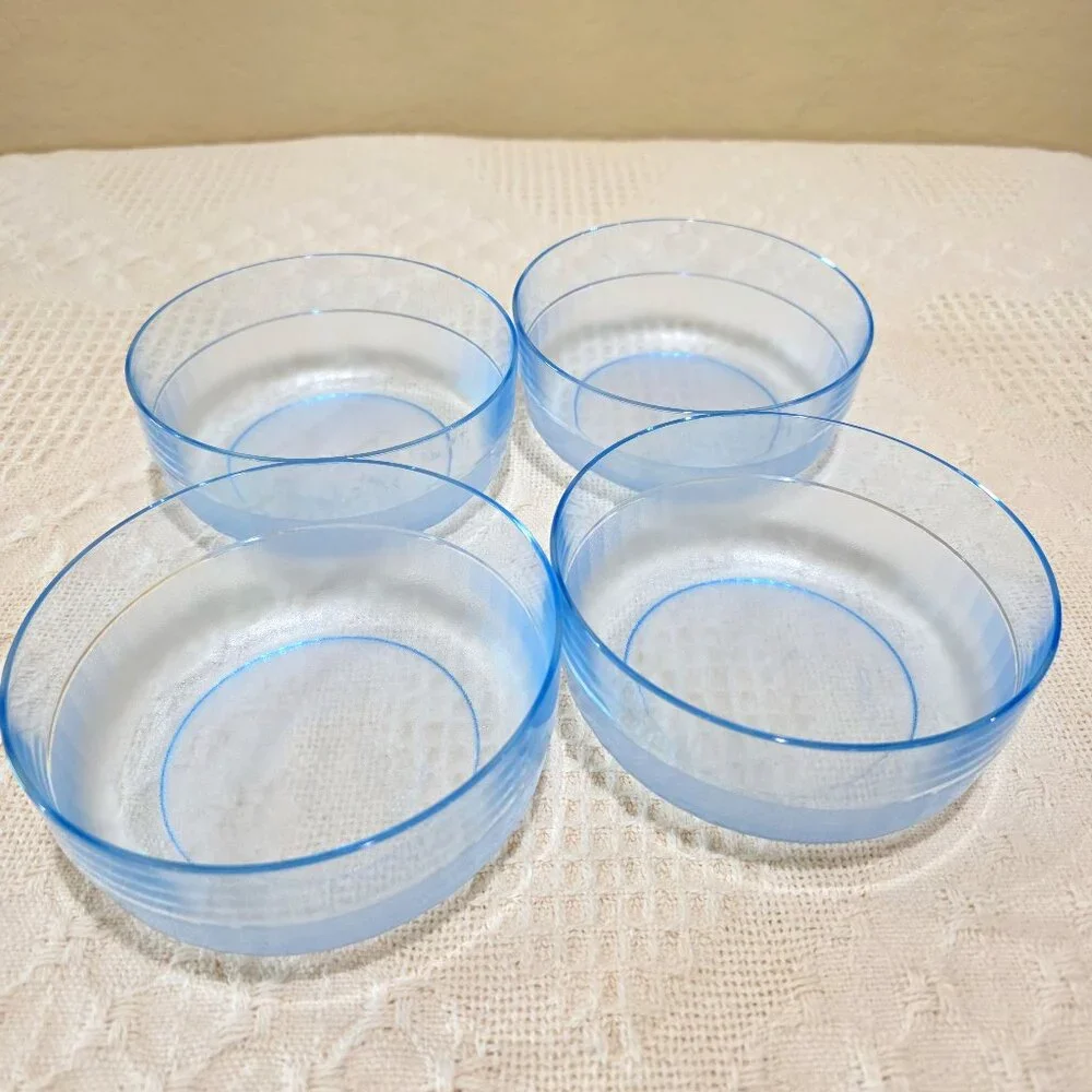 Authentic Tupperware Preludio Transparent Blue Acrylic Cereal Soup Bowls 2108